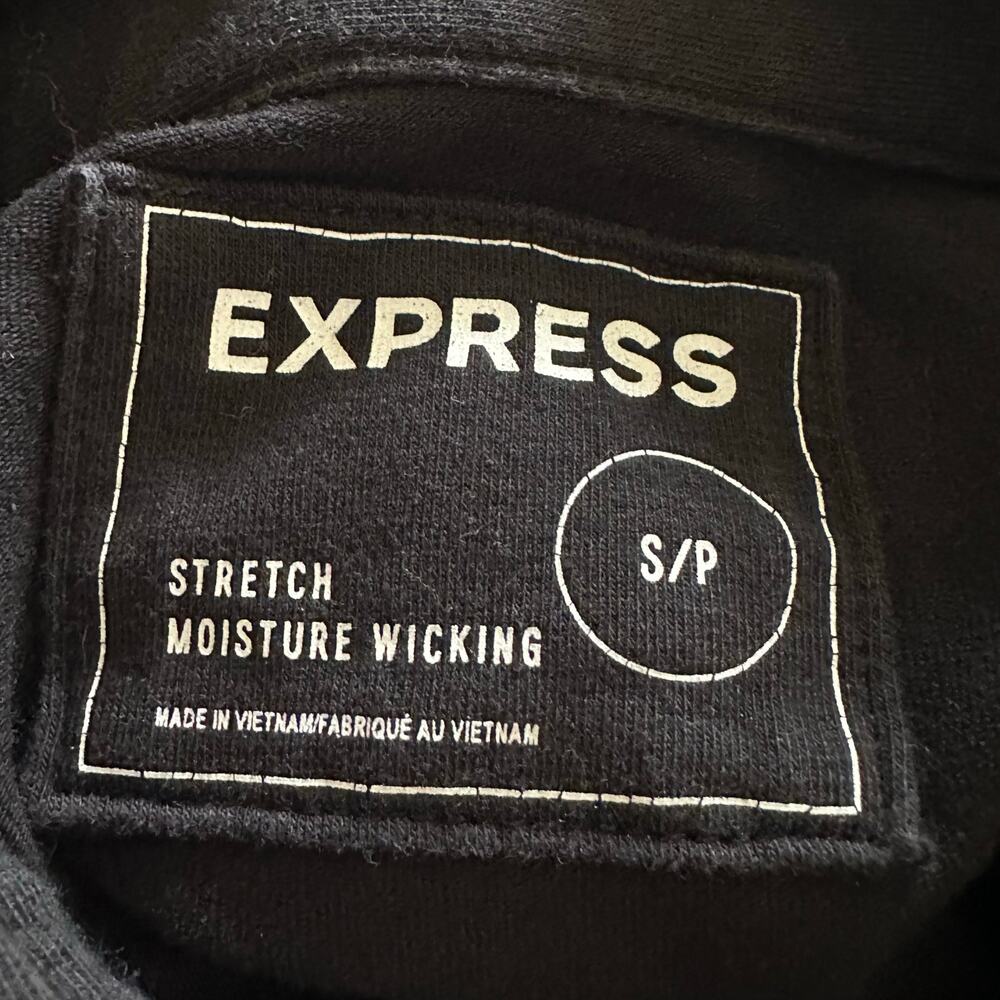 Express Women Black 4 Button Front Pointed Collar Short Sleeve Polo Shirt S/P - Picture 6 of 8